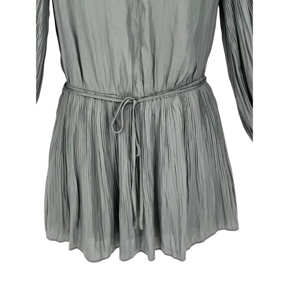 Mustard Seed Women's Mini Dress Pleated Gray Balloon L/S Belted Size S NWT - Picture 4 of 15